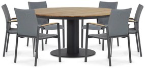 Tuinset Ronde Tuintafel 6 personen 160 cm Aluminium/textileen Grijs  Lifestyle Garden Furniture Brandon/Salerno