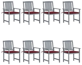 vidaXL Tuinstoelen 8 st met kussens massief acaciahout grijs