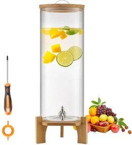 VEVOR Drankdispenser (1 x 13 L) voor Feesten Sapdispenser (gemaakt van glas) met Houten Standaard & Kraanwaterdispenser voor Restaurants Feesten, Limonade IJsthee Zelfgemaakte Drankdispenser