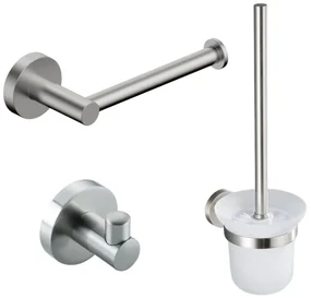 Fortifura Calvi Toiletset - toiletborstelhouder - open - handdoekhaak - toiletrolhouder - zonder klep - geborsteld RVS SW639927/SW639930/SW639931