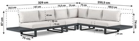 Hoek loungeset 6 personen Aluminium Grijs  Lifestyle Garden Furniture Lorenzo