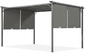 Antracietkleurige pergola voor terras Seville 3x4 m met gordijnen Garden Point