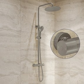 Saniclear Evolution Curved opbouw regendouche RVS met 20cm hoofddouche en 2 standen handdouche