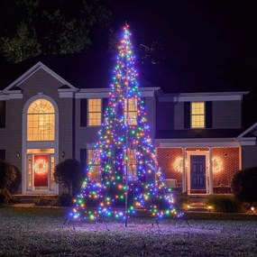 Fairybell vlaggenmast kerstboom - 400 cm - 640 gekleurde ledlampjes - inclusief vlaggenmast