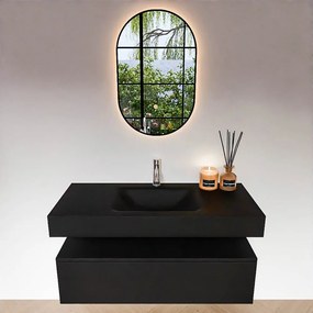 Zaro Alan badmeubel 110cm urban 1 lade met vrijhangende wastafel cloud midden 1 kraangat urban