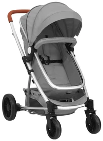 vidaXL Kinderwagen 2-in-1 aluminium lichtgrijs