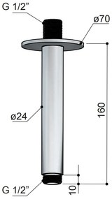 Hotbath ACE plafondarm 15cm zwart geborsteld PVD