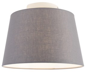 Stoffen Moderne plafondlamp met donkergrijze kap 25 cm - Combi Klassiek / Antiek E27 rond Binnenverlichting Lamp