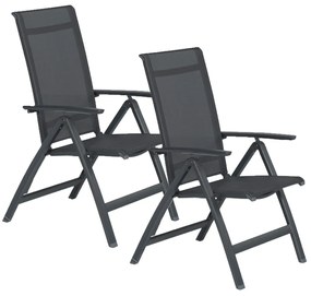 Garden Impressions Santana tuinstoel verstelbaar donker grijs - 2 stuks