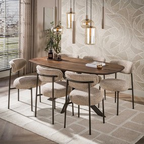 Ovale Eettafel Acaciahout 180cm - 180 X 90cm.