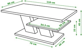 CLIFF votan eiken / wit, salontafel