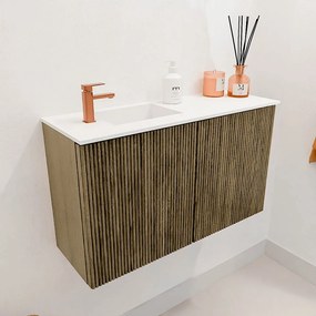 Mondiaz Joya 70cm toiletmeubel dusk met wastafel faye links 1 kraangat talc