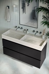 Fontana White Travertin badkamermeubel mat zwart 120cm zonder kraangaten