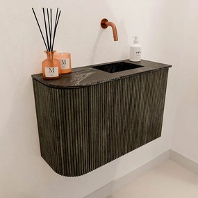 Mondiaz Joya DLux 60cm toiletmeubel ronding links shadow met wastafel faye rechts zonder kraangat lava