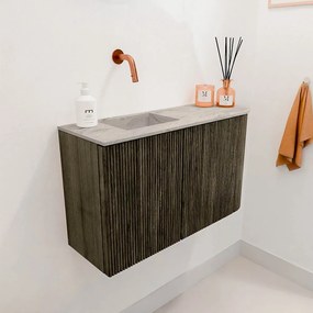 Mondiaz Joya DLux 70cm toiletmeubel ronding rechts shadow met wastafel faye links zonder kraangat glace
