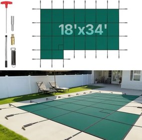 VEVOR Zwembadafdekking 5,49x10,36m Geschikt voor zwembadgrootte 14,88x9,75m Zwembadafdekking van PP Veiligheidsafdekking Winterafdekking Ideaal voor zwembaden thuis in de tuin of hotel