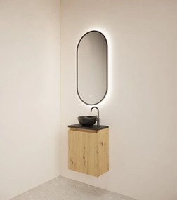 Gliss Design Echo toiletmeubel 40cm evoke eiken met toppaneel zwart mat