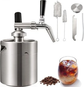 VEVOR Koffiezetapparaat Roestvrij staal 2L Koffie Cold Brew Niro Koffiezetapparaat Cold Brew Koffiezetapparaat Filter