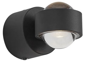 Badkamer Design wandlamp zwart incl. LED IP44 - Lens Design IP44 rond Lamp