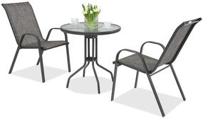 Modena metalen tuinmeubel voor 2 personen met kleine tafel Garden Point grijs