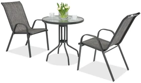 Modena metalen tuinmeubel voor 2 personen met kleine tafel Garden Point grijs