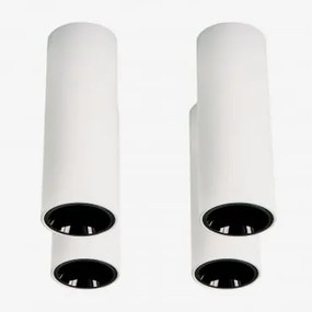 Pack Van 4 Ronde Led-opbouwplafondlampen Ø5,7 Cm In Aluminium Luisiana Wit – Zwart & 6 W & 23º & Wit Koud 4000k - Sklum