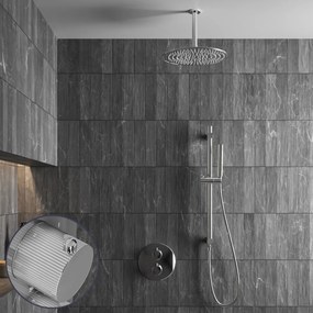 Saniclear Talpa Stripes inbouw regendouche rond met 30cm hoofddouche, plafondarm en glijstang chroom