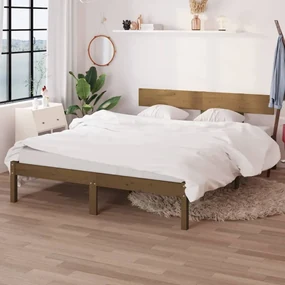 vidaXL Bedframe grenenhout honingbruin 120x190 cm UK Small Double