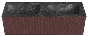 Mondiaz Kurve-dlux 140cm badmeubel ruby met 2 lades en wastafel stor small dubbel 2 kraangaten lava