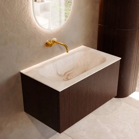 Mondiaz Kurve-dlux 80cm badmeubel ruby met 1 lade en wastafel big small midden zonder kraangat frappe