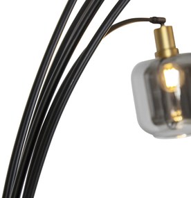 Vloerlamp zwart met goud met smoke glas 5-lichts - Zuzanna