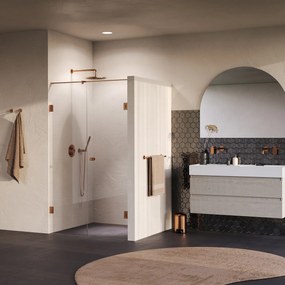 Brauer Void Carving profielloze nisdeur 120cm met draaideur 60cm aan muur koper geborsteld PVD