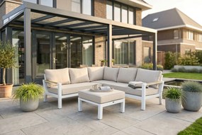 Hoek loungeset 5 personen Aluminium/Polywood (teakfinish) Wit  Lifestyle Garden Furniture Bilbao