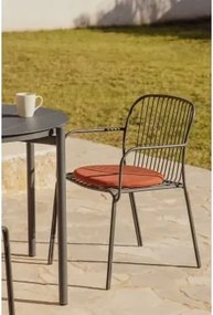 Pack Van 2 Tuinstoelen Met Armleuningen Van Staal Anerina Grijs – Grafiet & Terracota - Sklum