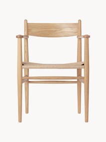 Houten fauteuil CH37 met handgevlochten zitvlak