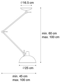 Retro plafondlamp geel met brons - Milou Retro E27 Binnenverlichting Lamp