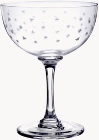 Mondgeblazen kristallen champagneglazen Stars, 6-delig