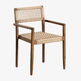 Eetkamerstoel Met Armleuningen Van Teakhout En Gevlochten Touw Orebro Teakhout - Sklum