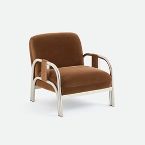 Loungefauteuil, van fluweel en verchroomd staal, VINDY