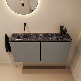 Mondiaz Ture DLux toiletmeubel 100cm smoke met wastafel lava links zonder kraangat