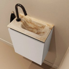 Mondiaz Ture DLux toiletmeubel 40cm linen met wastafel frappe rechts met kraangat