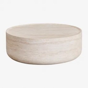 Ronde Salontafel Ø80 Cm In Travertin-look Cement Darwys Travertine - Sklum