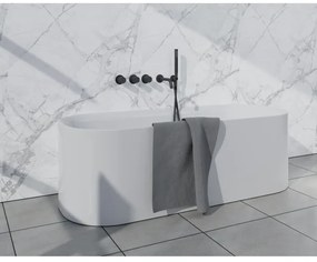 Fortifura Nebbio Badcombinatie-set - thermostaatkraan - wandaansluitbocht met handdouchehouder - metalen doucheslang - staaf handdouche - uitloop - mat zwart SW1183065 2x SW1183076 2x SW1183078 SW542644 SW706