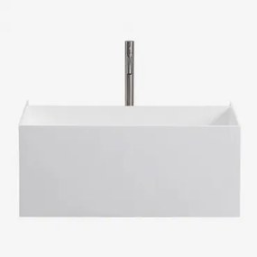 Harsen Badkamermeubelset Met Geïntegreerde Wastafel En Nerine Led-verlichting Wit & Spiegelloze & Geborsteld Grijs ↑30 Cm - Sklum