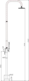 Mueller Sun buitendouche met handdouche 234cm RVS