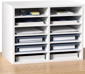 VEVOR Brievenbak Bureau-organizer 520 x 305 x 410 mm, Verstelbare A4-stapelbare papierlade van 2,3–5,6 cm, Opbergsysteem voor bureau-archivering (Wit, 2 x 6 vakken)