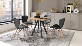 ALDO 100 Eiken Artisan/Zwarte poten - RONDE LOFT/INDUSTRIËLE TAFEL VOOR WOONKAMER/EETKAMER, UITSCHUIFBAAR