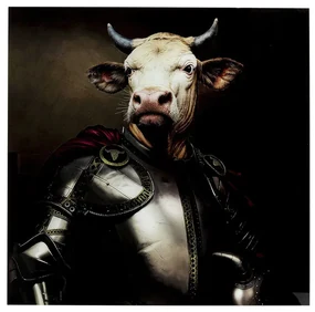 Kare Design Knight Cow Glas Schilderij 120x120