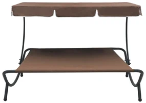vidaXL Loungebed met luifel bruin