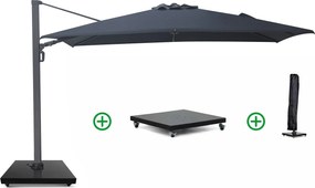 Zweefparasol 3.5x2.6m Graphite (incl. voet en hoes) Grijs-antraciet Camello Luna
